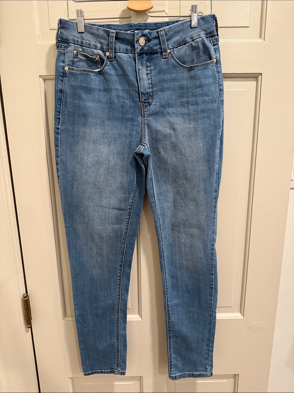 Seven7 Women's Tummyless High Rise Skinny Light Blue Denim Jeans Size 10